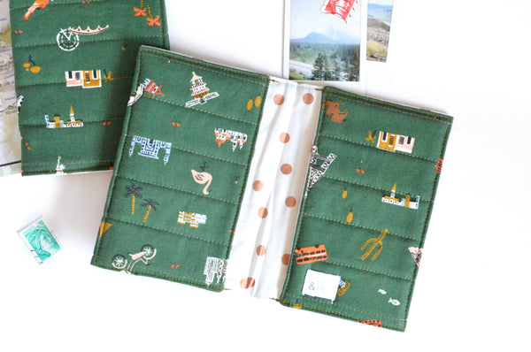 Green Rifle Paper Co Travel Icons Passport Cover