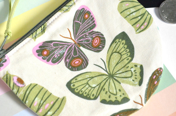 Green Butterfly Round Coin Purse