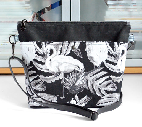 Black & White Flamingo Crossbody Bag