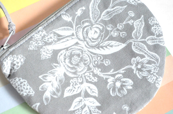 Grey Rifle Paper Co Toile Floral Round Coin Purse