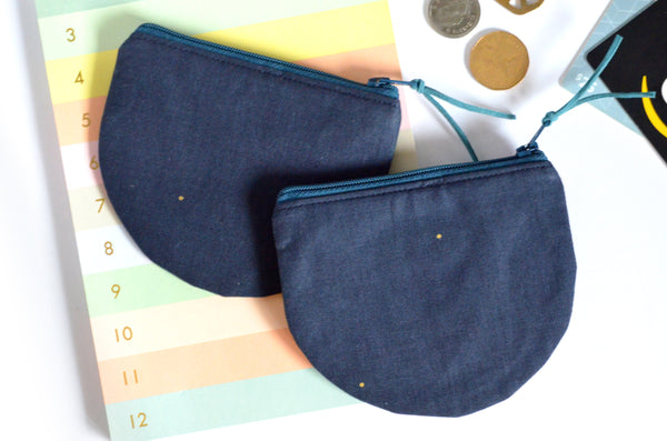 Navy Rifle Paper Co Peacock Round Coin Purse