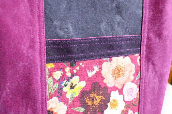 Purple Floral Bloom Crossbody Tote Bag