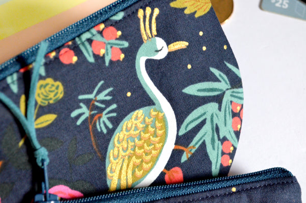 Navy Rifle Paper Co Peacock Round Coin Purse