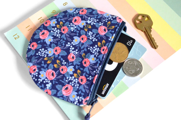 Navy Rifle Paper Co Rosa Round Coin Purse