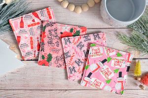 Pink "Sweary" Holiday Drink Coasters