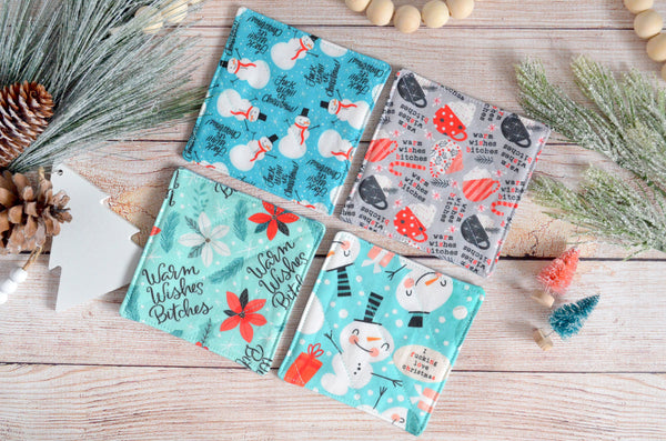 Blue & Grey "Sweary" Holiday Drink Coasters