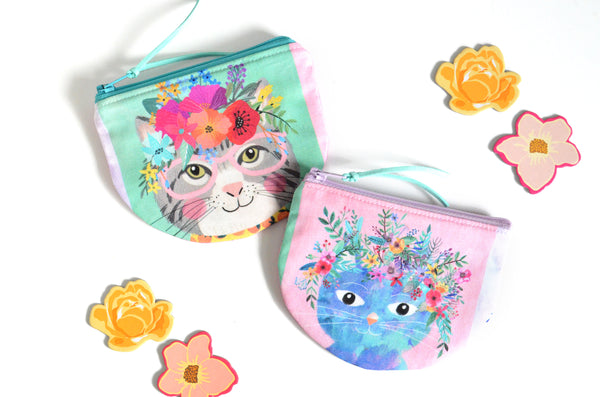 Floral Crown Cats Round Coin Purse