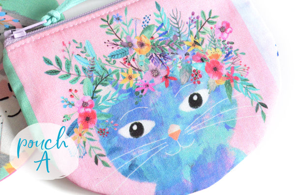 Floral Crown Cats Round Coin Purse