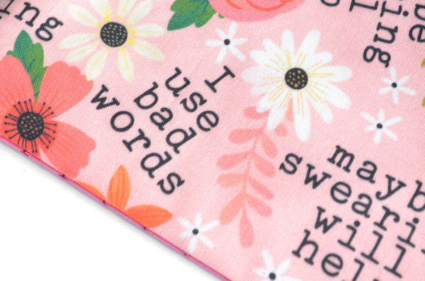 Small Sweary Pouch - Pink Typewriter "I Use Bad Words"