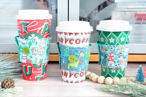 Blue Doodle Holiday Coffee Sleeve