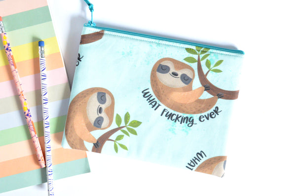 Small Sweary Pouch - Blue Sassy Sloth