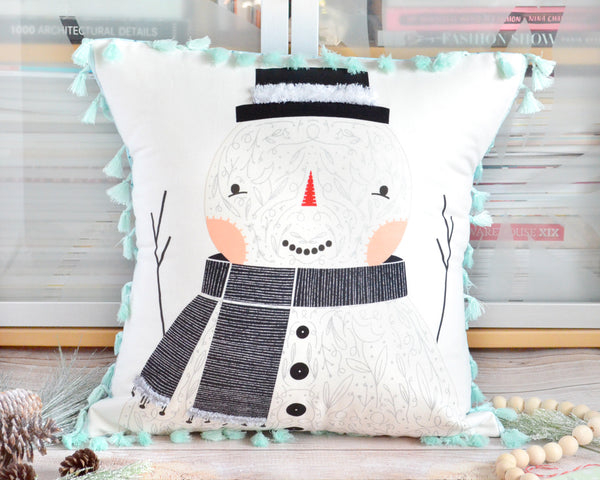 Pillow Cover - Fringe Snowman