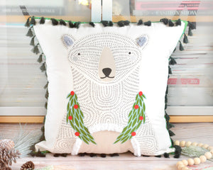 Pillow Cover - Fringe Polar Bear