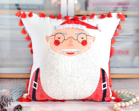Pillow Cover - Fringe Santa