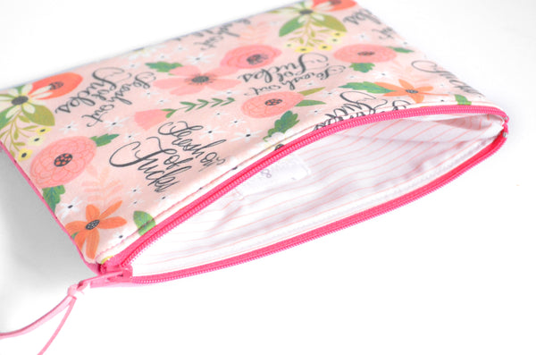 Small Sweary Pouch - Pink Cursive "Fresh Out"