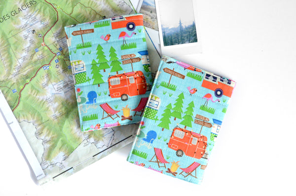 Blue Camping Passport Cover