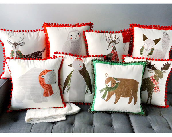 Pillow Cover - Holiday Deer