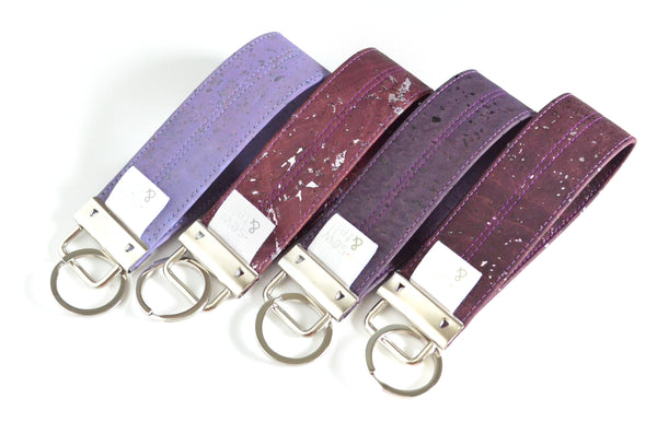 Purple Cork Leather Keychain