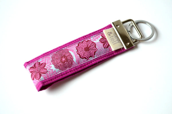 Purple Floral Ribbon Keychain
