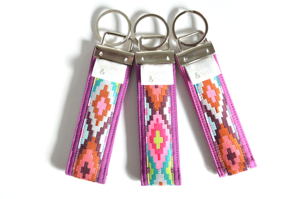 Purple Aztec Ribbon Keychain