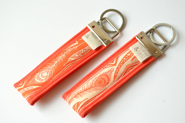 Red Feather Ribbon Keychain