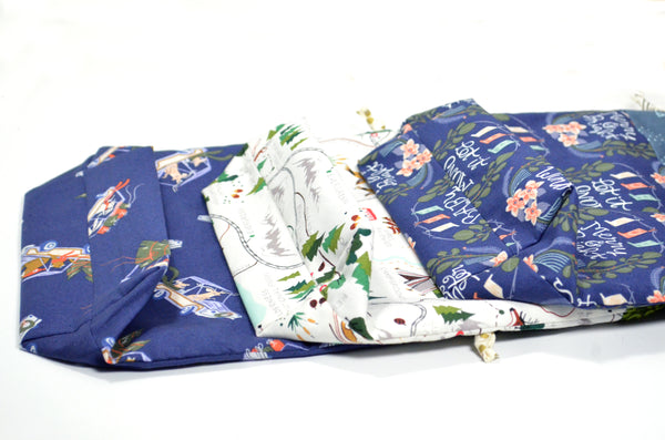 Navy Holiday Fabric Gift Bags *Regular Size*