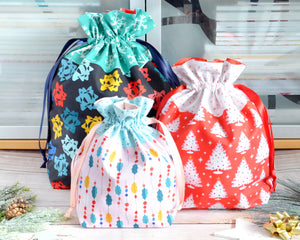 Bright Holiday Fabric Gift Bags *New Sizes*