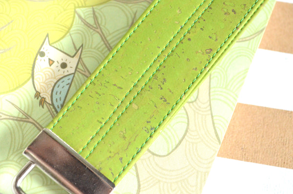 Lime Green Cork Leather Keychain