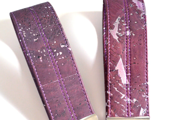 Purple Cork Leather Keychain