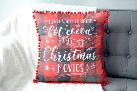 Pillow Cover - Hot Cocoa & Christmas Movies