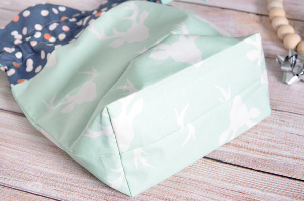 Mint Deer & Words Fabric Gift Bag *Regular Size*