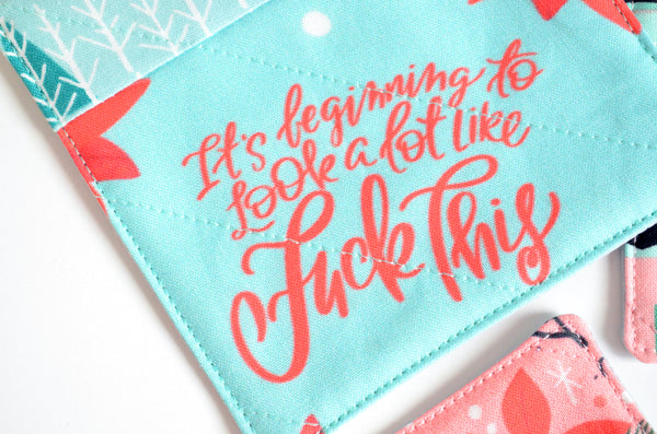 Pink & Blue "Sweary" Holiday Drink Coasters
