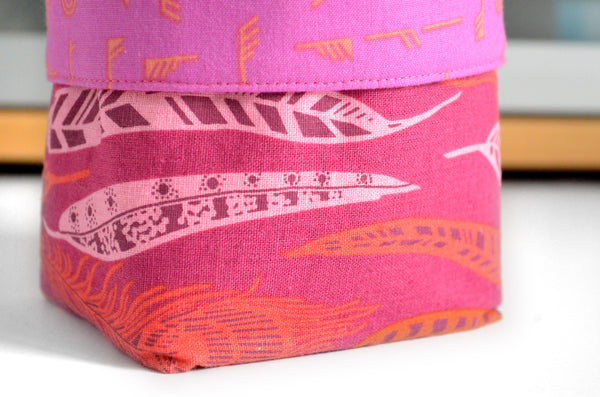 Pink Feather Fabric Plant Pot