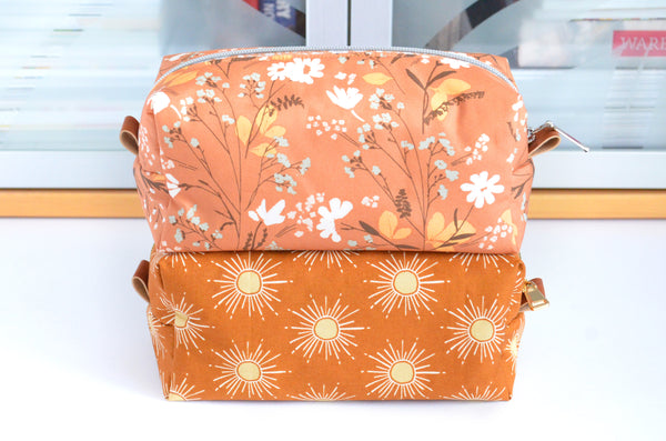Ochre Floral & Sun Boxy Toiletry Bag