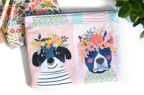 Large Pouch - Flower Crown Pups