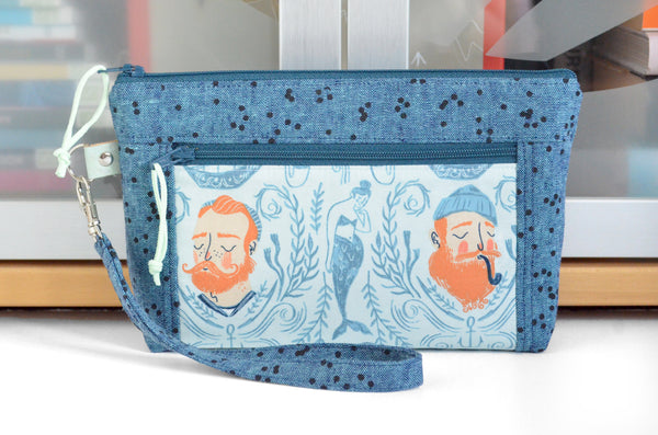 Sink or Swim Sailors Double-Zip Wristlet