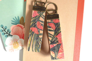 Tropical Butterfly Cork Leather Keychain