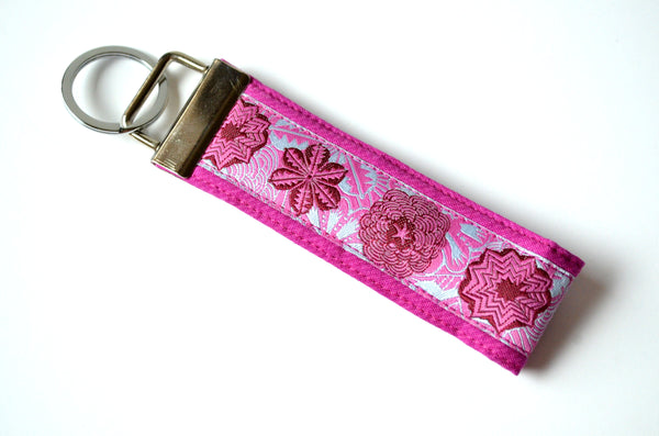 Purple Floral Ribbon Keychain