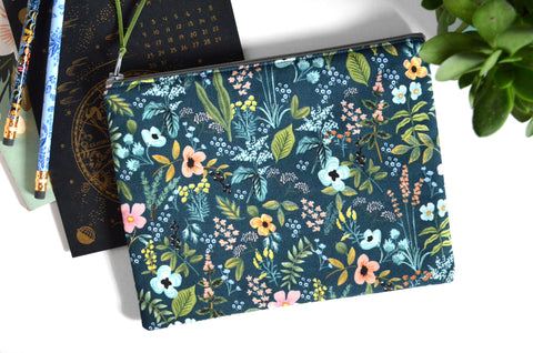 Large Pouch - Teal Rifle Paper Floral