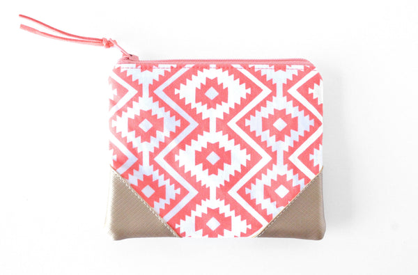 Coral Fiesta Leather Coin Purse