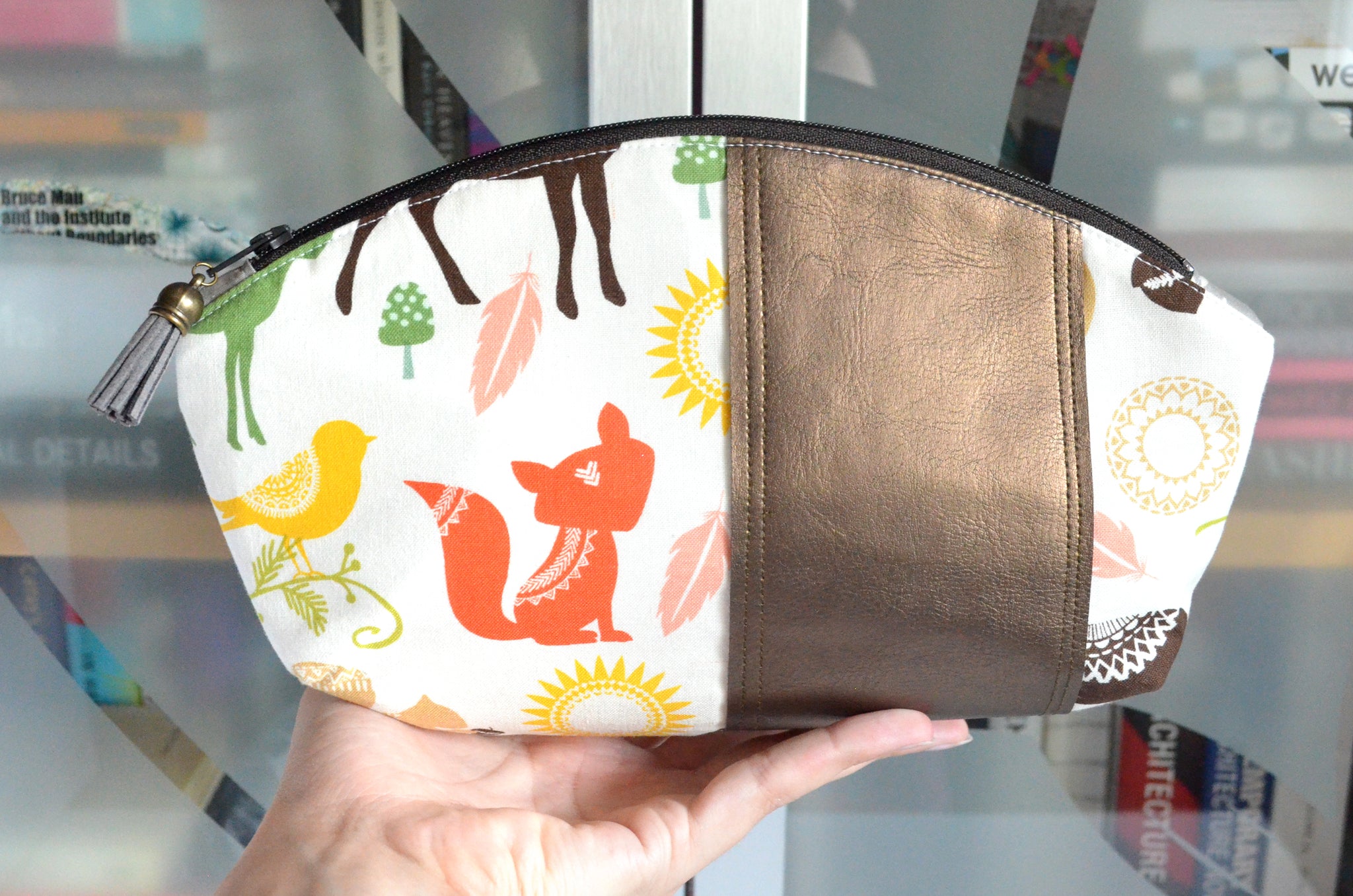 Colourful Woodland Curved Pouch