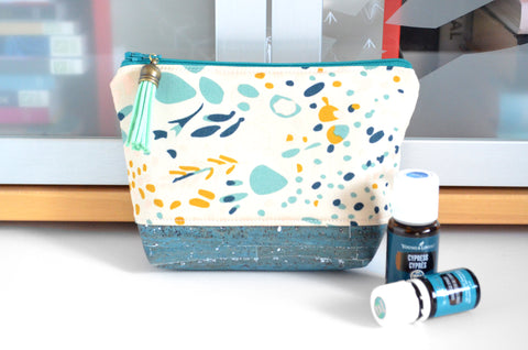 Teal Floral Mini Essential Oil Bag