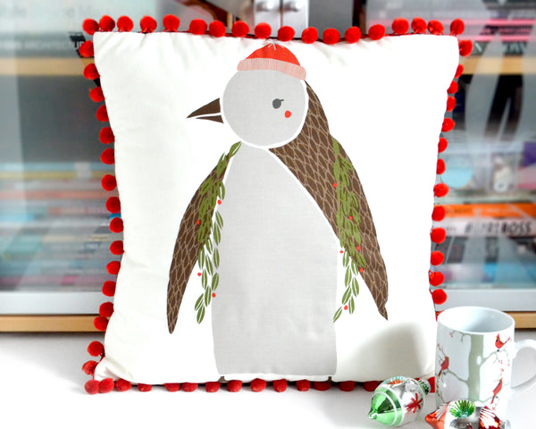 Pillow Cover - Holiday Penguin