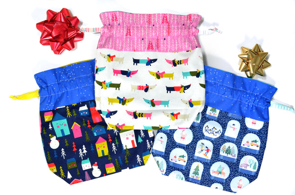 Bright Holiday Fabric Gift Bag *Regular Size*