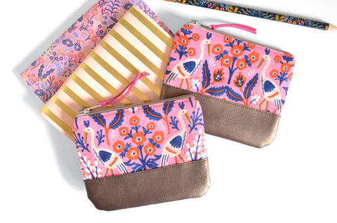Pink Crane Rifle Paper Co Coin Purse