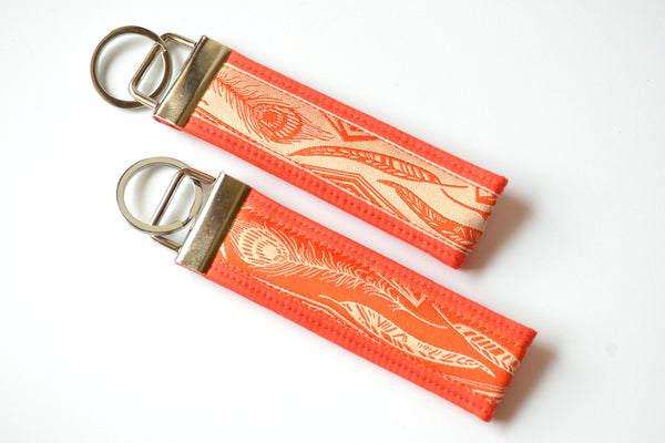 Red Feather Ribbon Keychain
