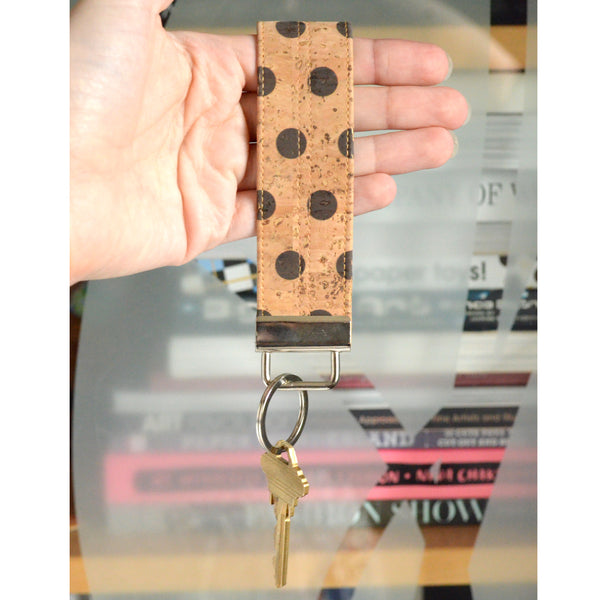 Polka-Dot Cork Leather Keychain