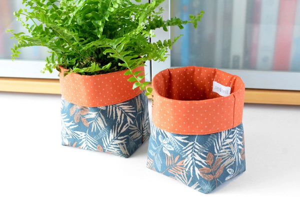 Orange Tropical Fabric Plant Pot