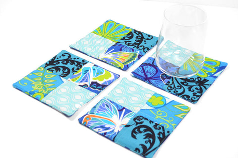 Blue Fabric Drink Coasters