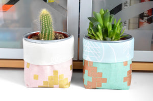Pink & Blue Mesa Fabric Plant Pot